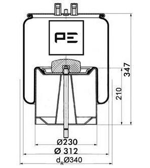 PE AUTOMOTIVE Pneimoatsperes spilvens, Pneimopiekare 084.300-41A